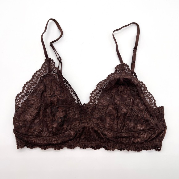 ARITZIA TALULA Renfrew Bralette Bundle Womens Small Tan Brown Lace Triangle - Picture 2 of 15